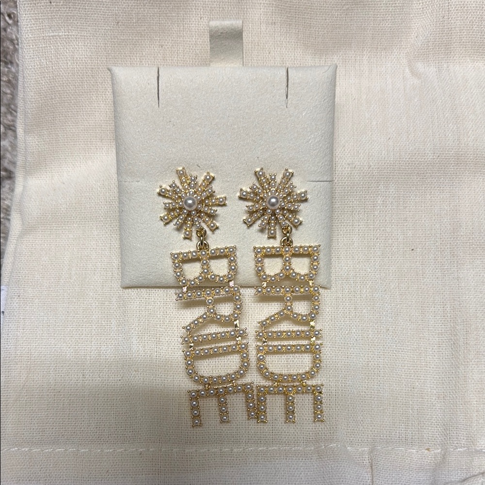Gold 'Bride' Statement Earrings never worn